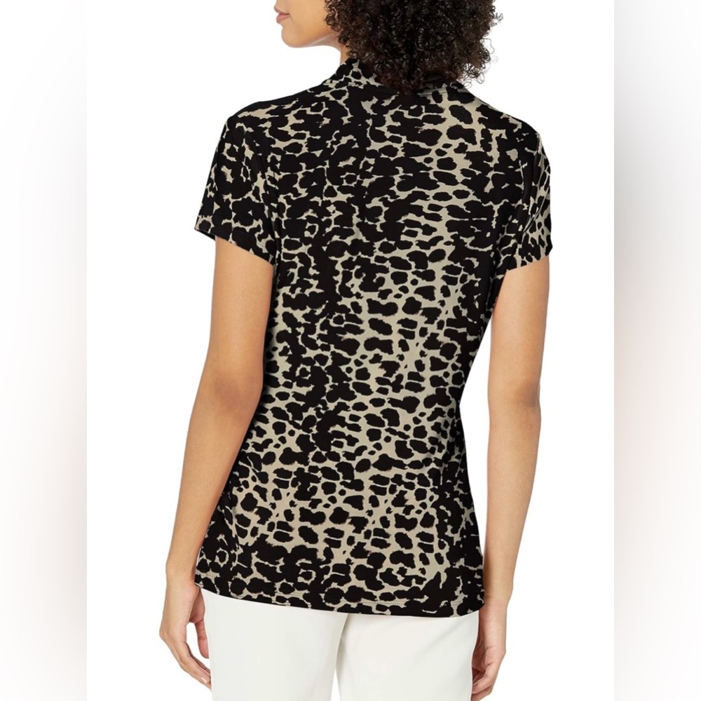 NWT DKNY Petite Women's Animal-Print Draped Blouse Size PL - Picture 2 of 7